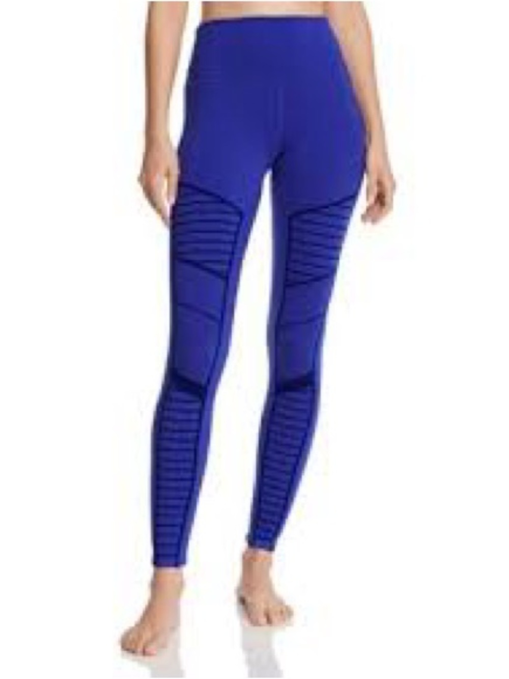 ALO Yoga Electric Blue Ribbed Moto High-Waist Leggings